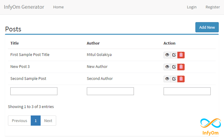 Multi Column Search box in Datatables with InfyOm Laravel Generator