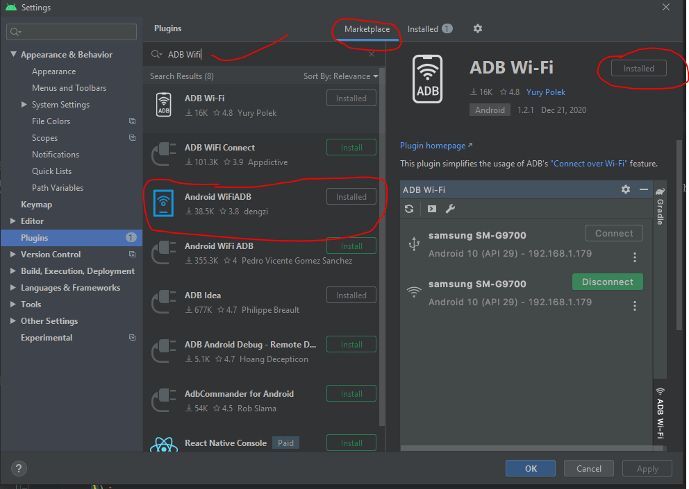 Install ADB Wifi Plugin