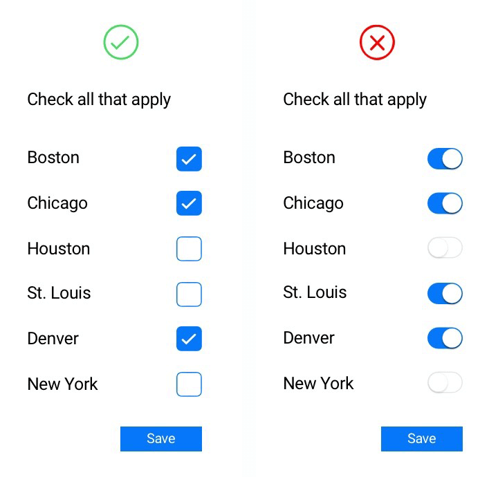 When to Use Checkboxes