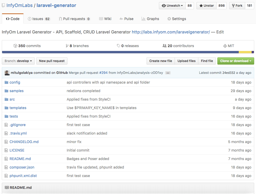 InfyOm Laravel Generator GitHub