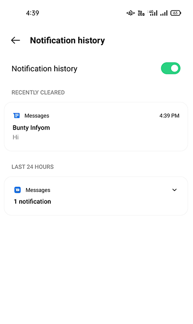 Notification history