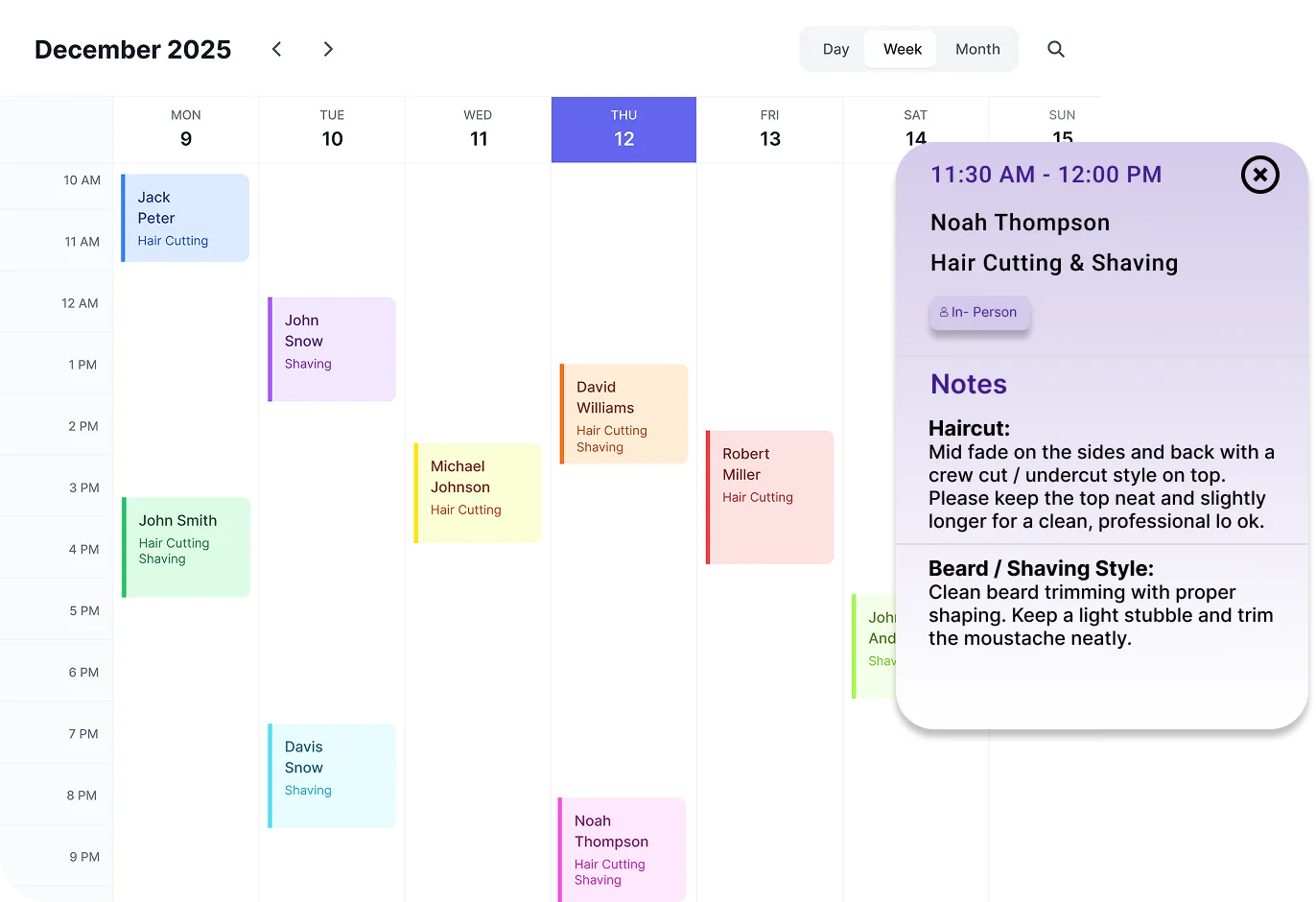 Appointments & Stylist Calendar