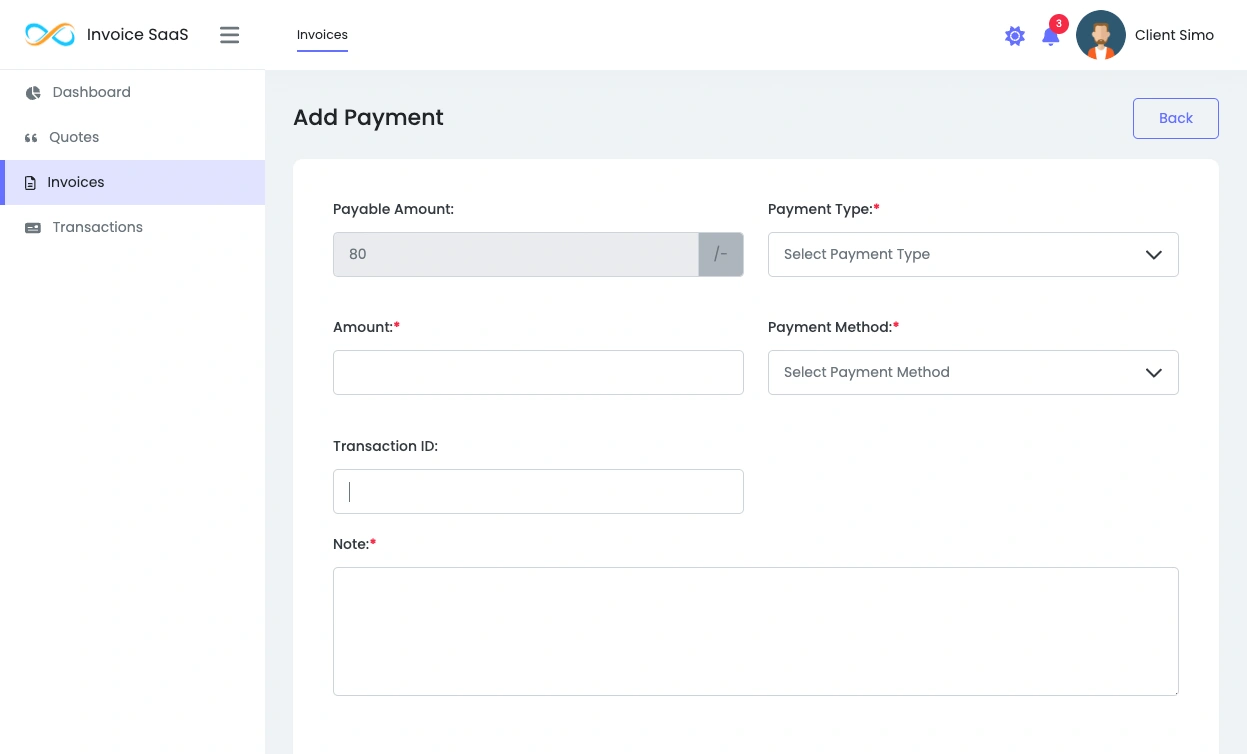 Add Payment (Client)